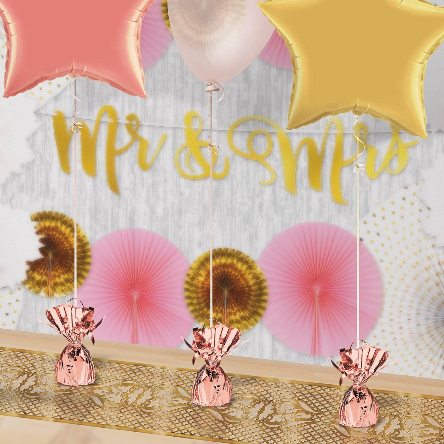 Beistle - Rose Gold Metallic Wrapped Balloon Weight , 6 oz
