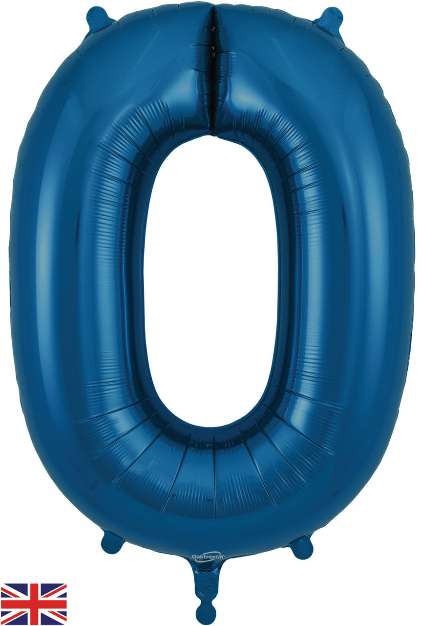 34" Navy Blue Number 0 Mylar Balloon