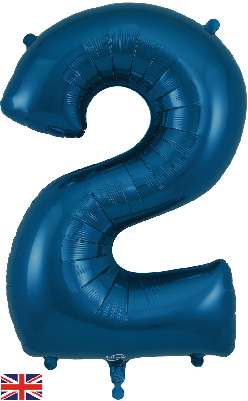 34" Navy Blue Number 2 Mylar Balloon