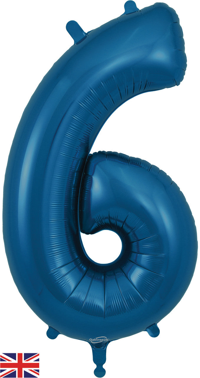 34" Navy Blue Number 6 Mylar Balloon