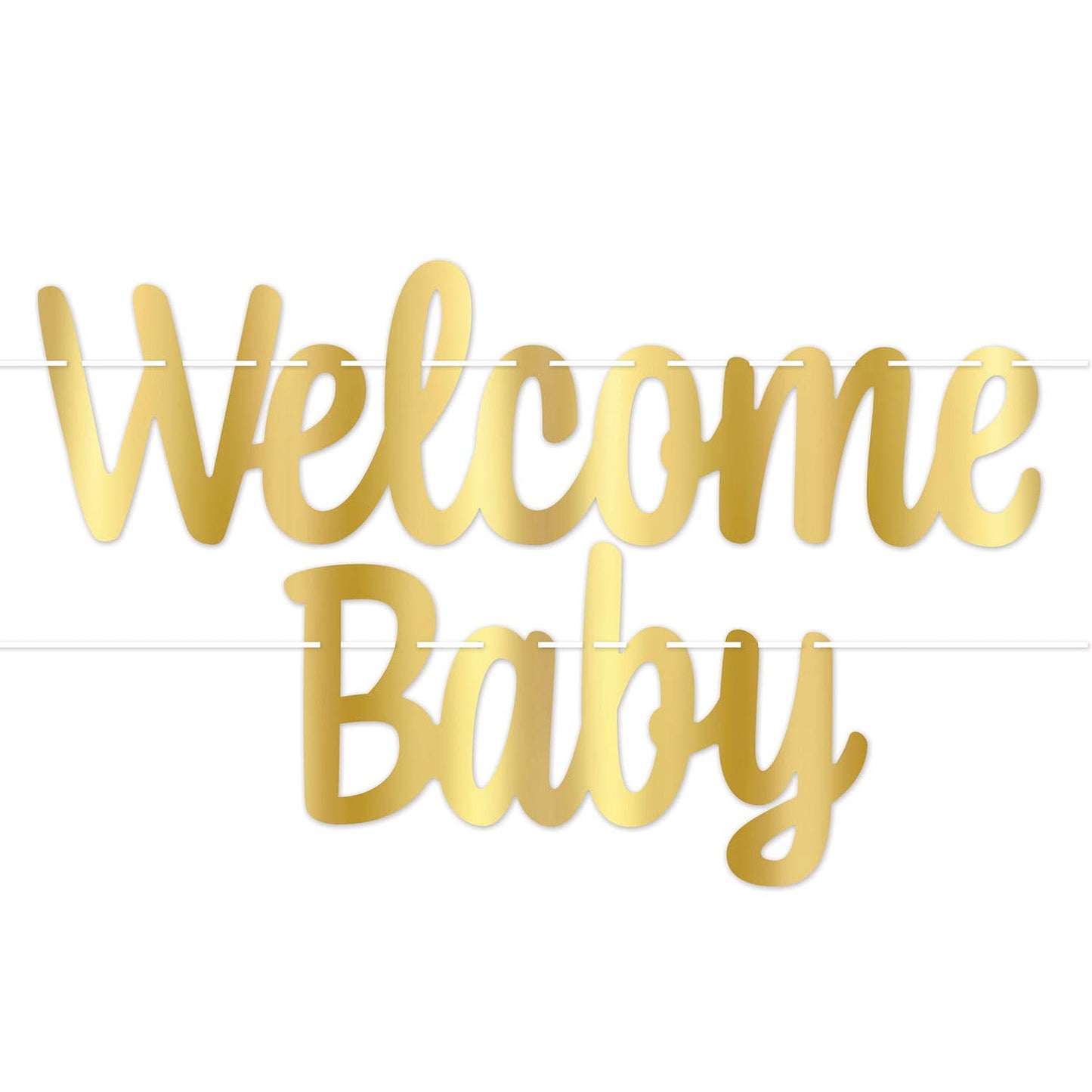 Foil Welcome Baby Streamer -Gold