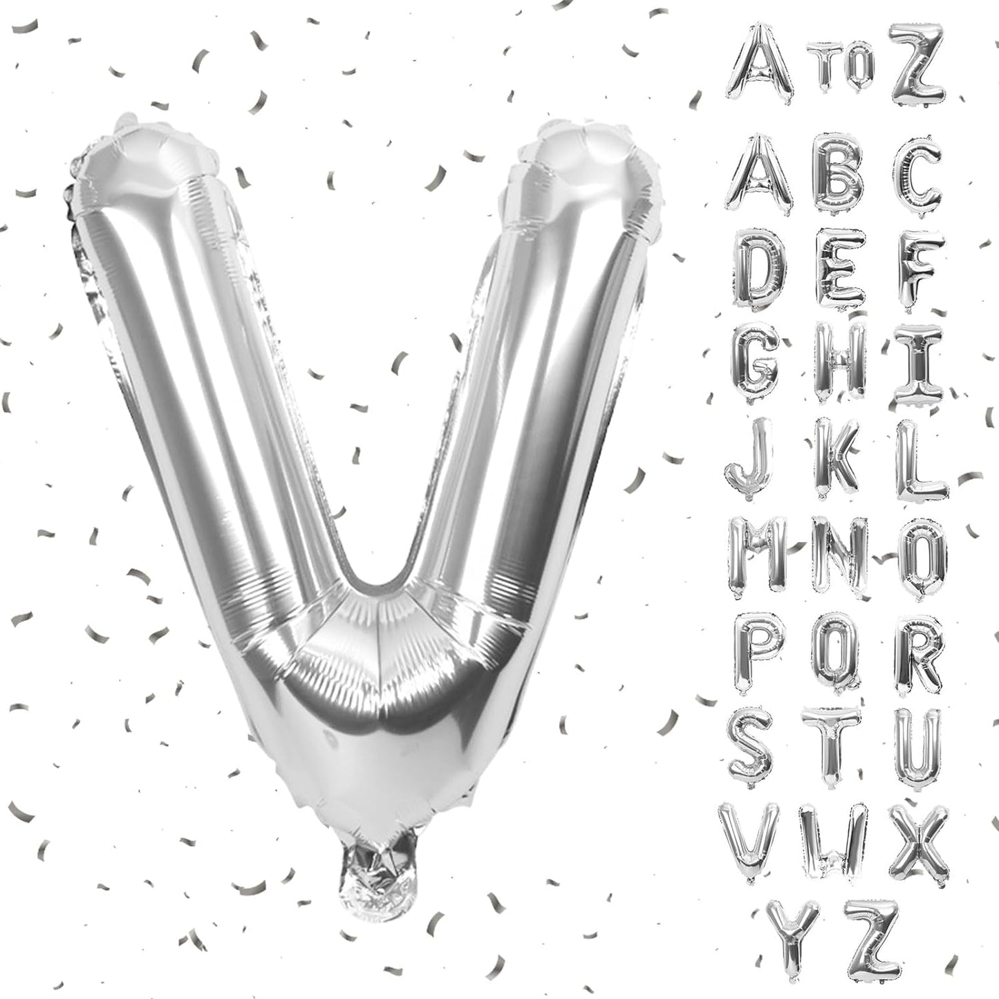 34" Inch Letter V Silver Balloon Foil