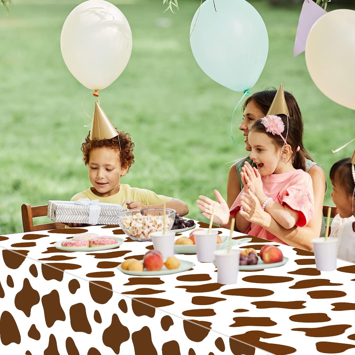 Cow Print Tablecloth Brown and White - Cowboy