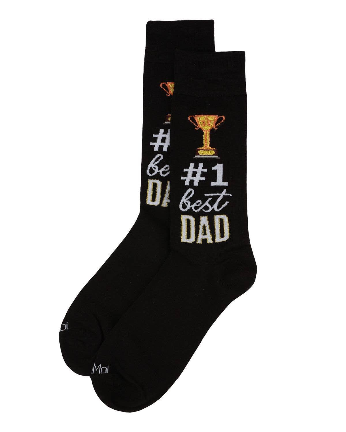 MeMoi #1 Dad Mens Bamboo Crew Sock: 10 13 / Black