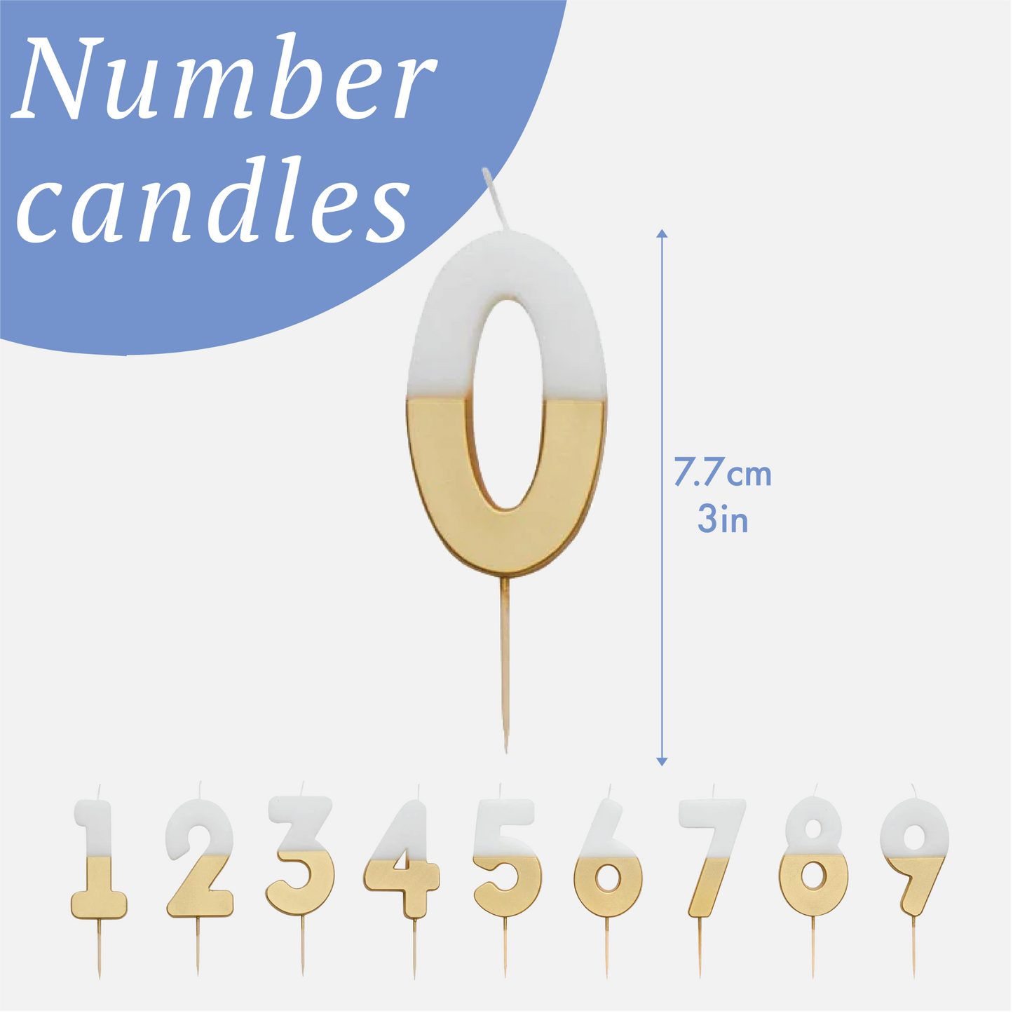 White & Gold Birthday Number Candles | 0-9 | Single |: 4