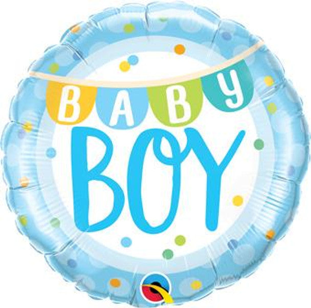 Baby Boy Banner & Dots Mylar Balloon