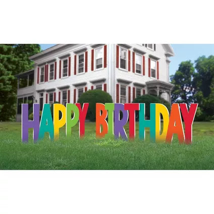 Rainbow Happy Birthday Plastic Yard Sign Phrase Set, 12.25in Letters, 4pc
