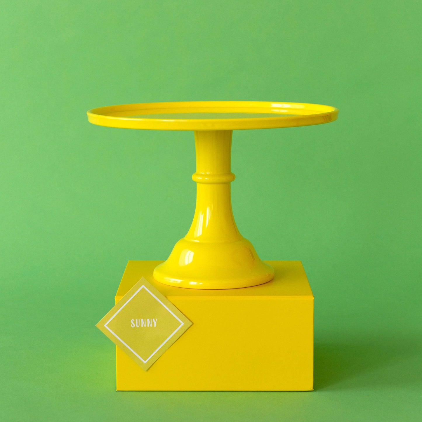 LARGE YELLOW PEDESTAL MELAMINE CAKE STAND