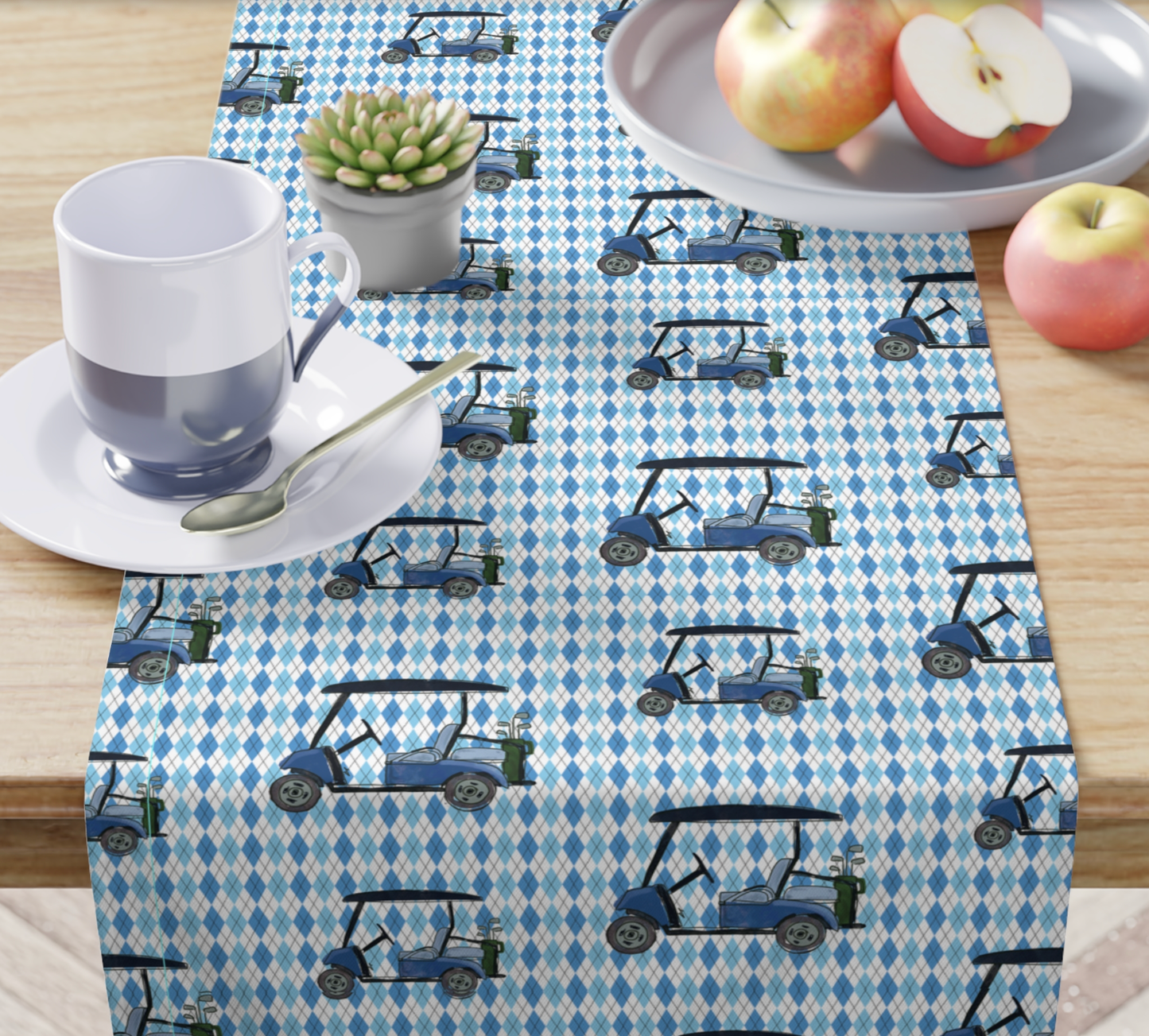 Golf Cart Argyle Paper Table Runner