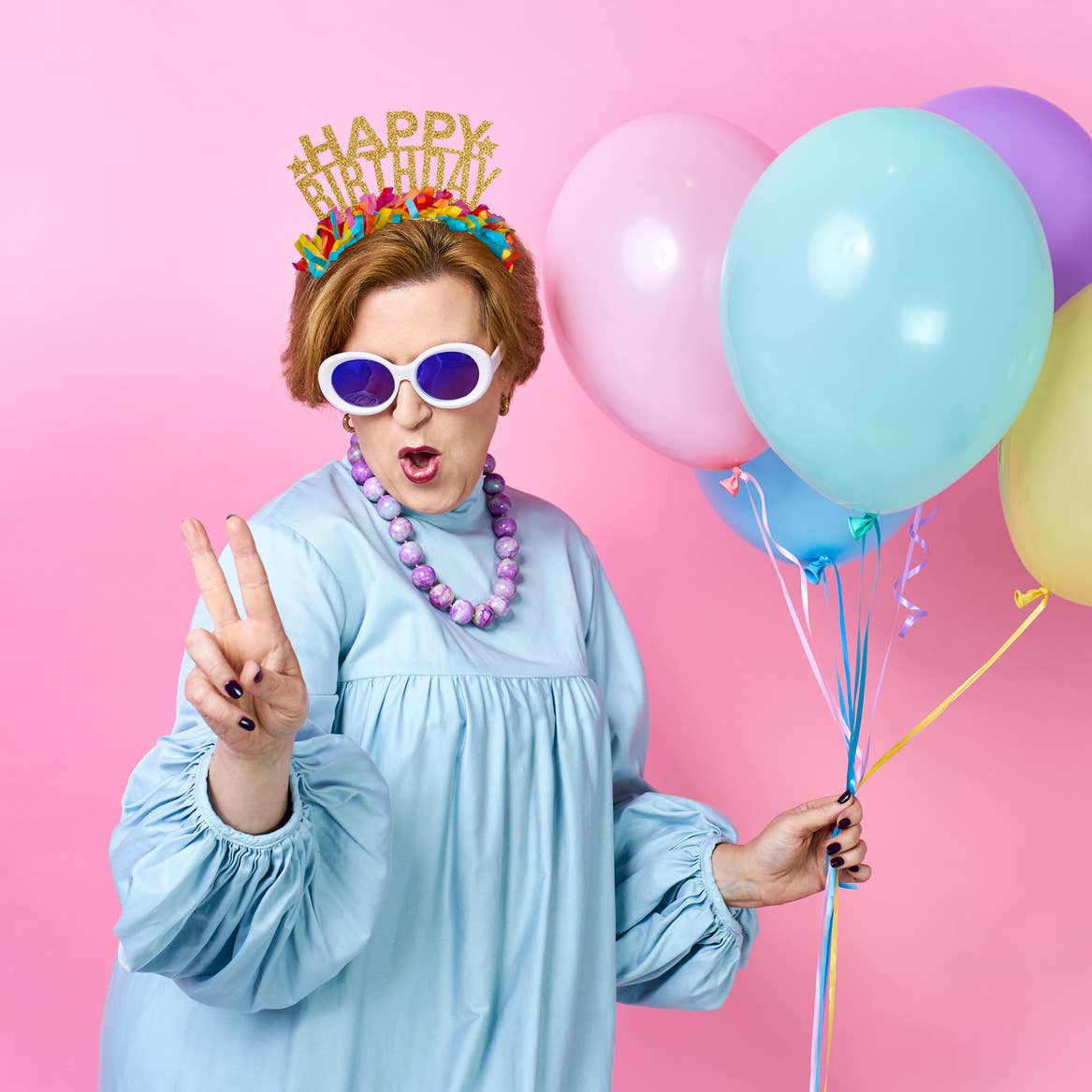 Happy Birthday Party Headband Crown: Gold/Multi