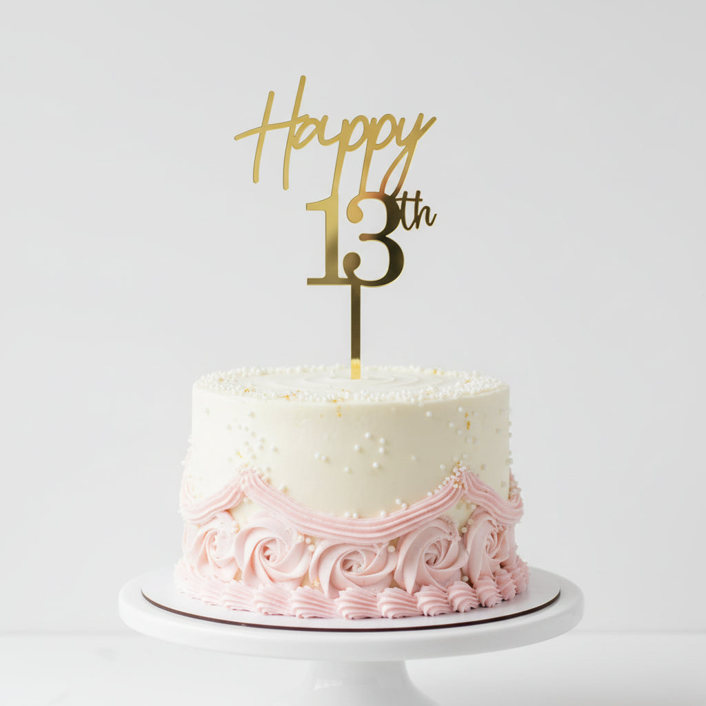Happy 13th gold acrylic Cake topper