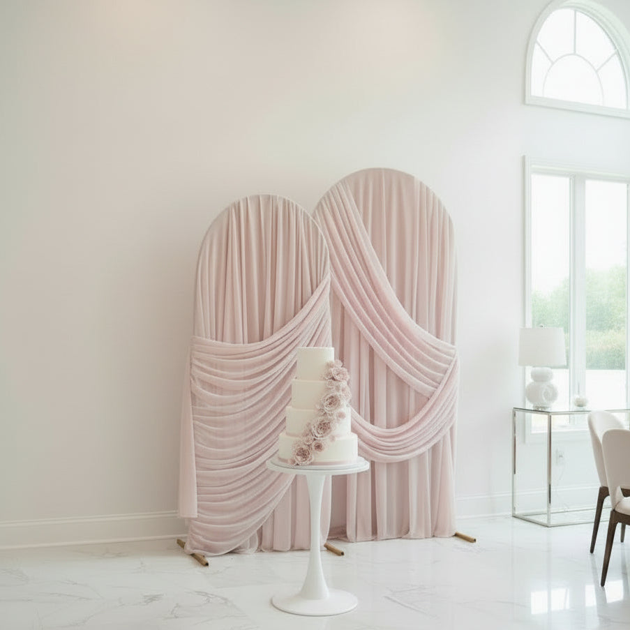 Blush Drapery Arch Backdrop- Rental