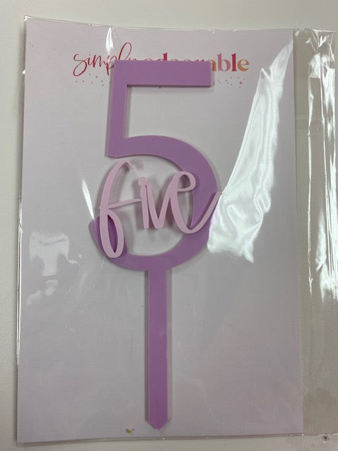 Lavander Number 5 - Acrylic cake topper