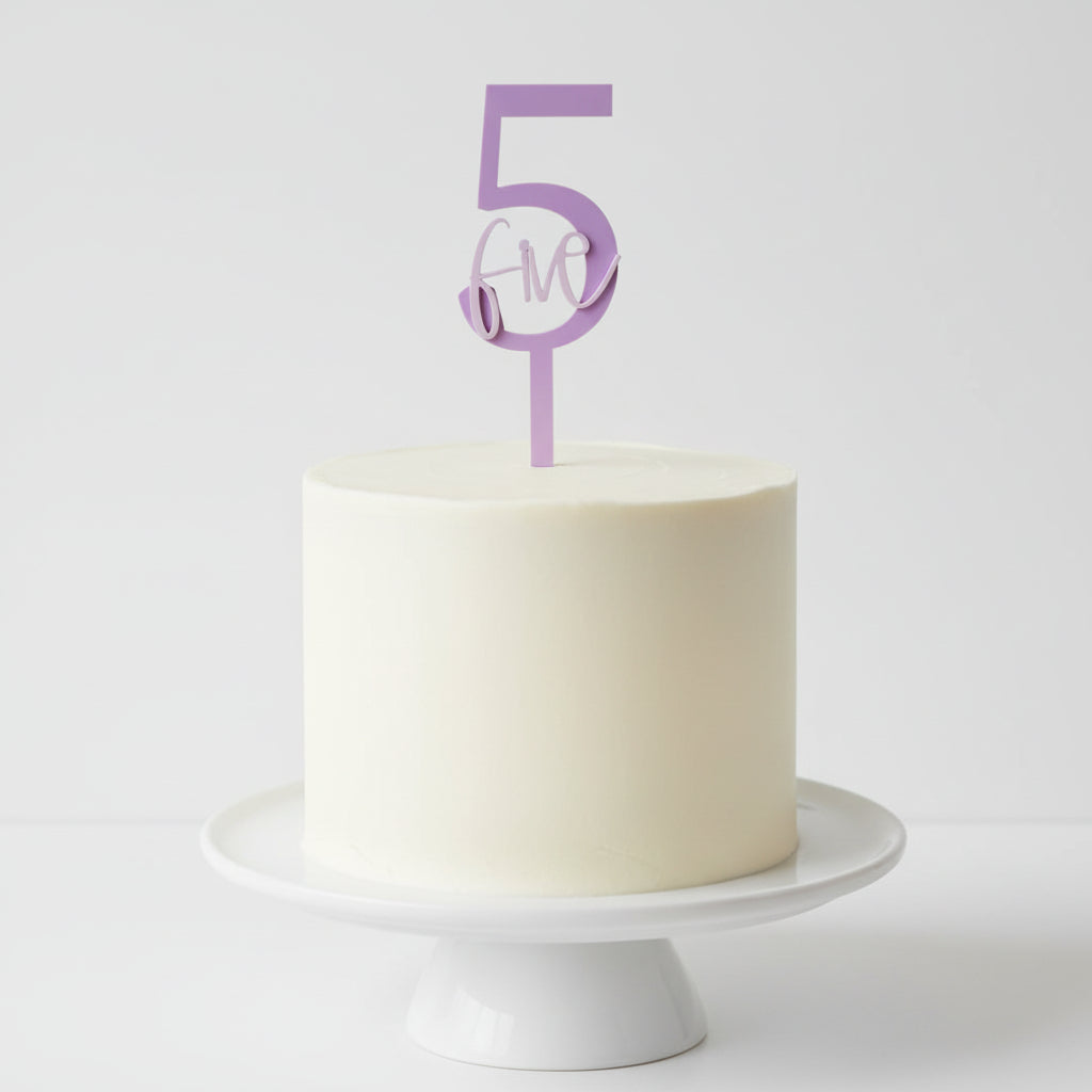 Lavander Number 5 - Acrylic cake topper