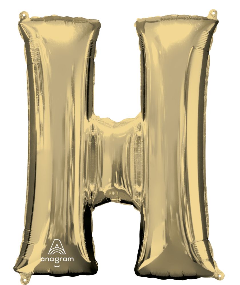34" Letter H Mylar Balloon- White Gold