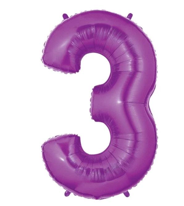 Purple Number 3 Mylar Balloon 34"
