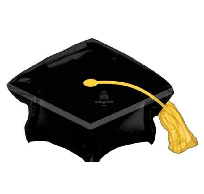 Grad Cap Black 31" Mylar Balloon