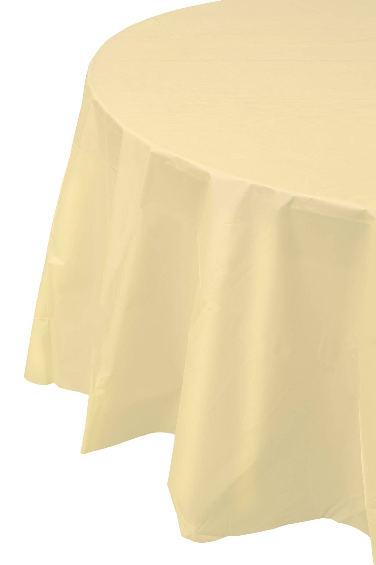 Round 84 In. Lt. Yellow Premium Plastic Tablecloth: Light Yellow / 84 in. Round