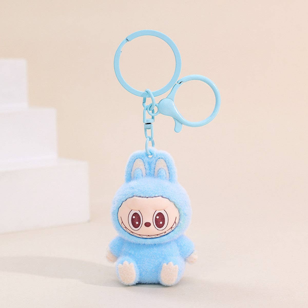 Labubu Flocking Keychain : Blue