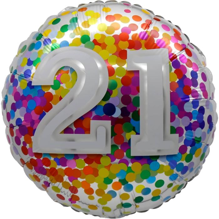 21 Rainbow Confetti Mylar Balloon