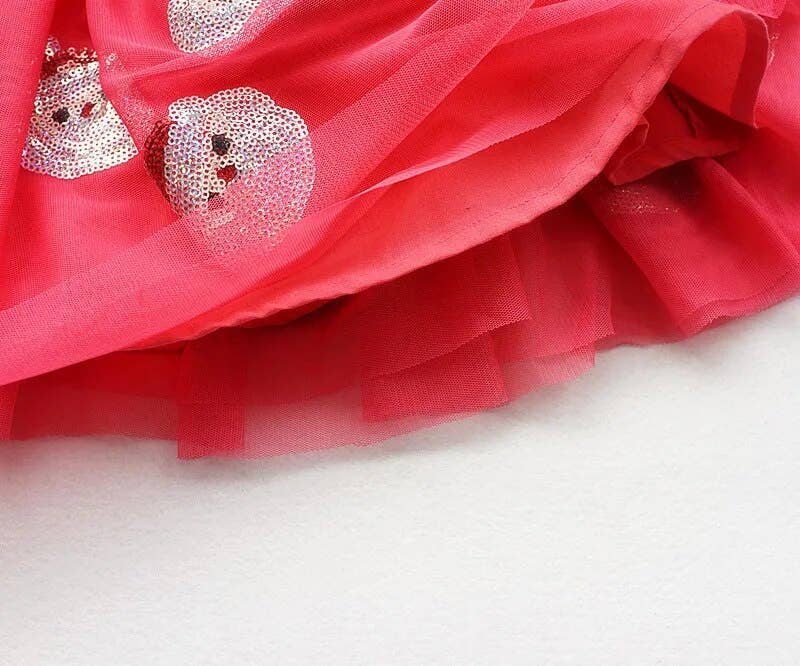 SparkleLuxe Christmas Santa Claus Sequin Tutu Skirt: Red / 4T