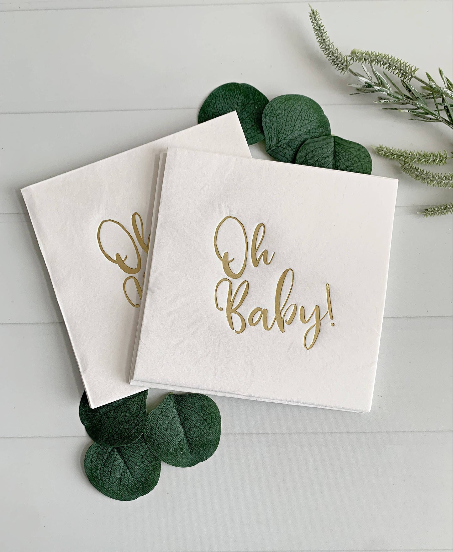 Oh Baby Gold Foil on White Luncheon | Set of 16