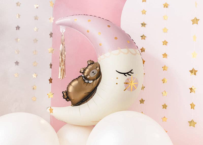 Teddy Bear on the Moon Mylar Balloon (Pink) -34 in.