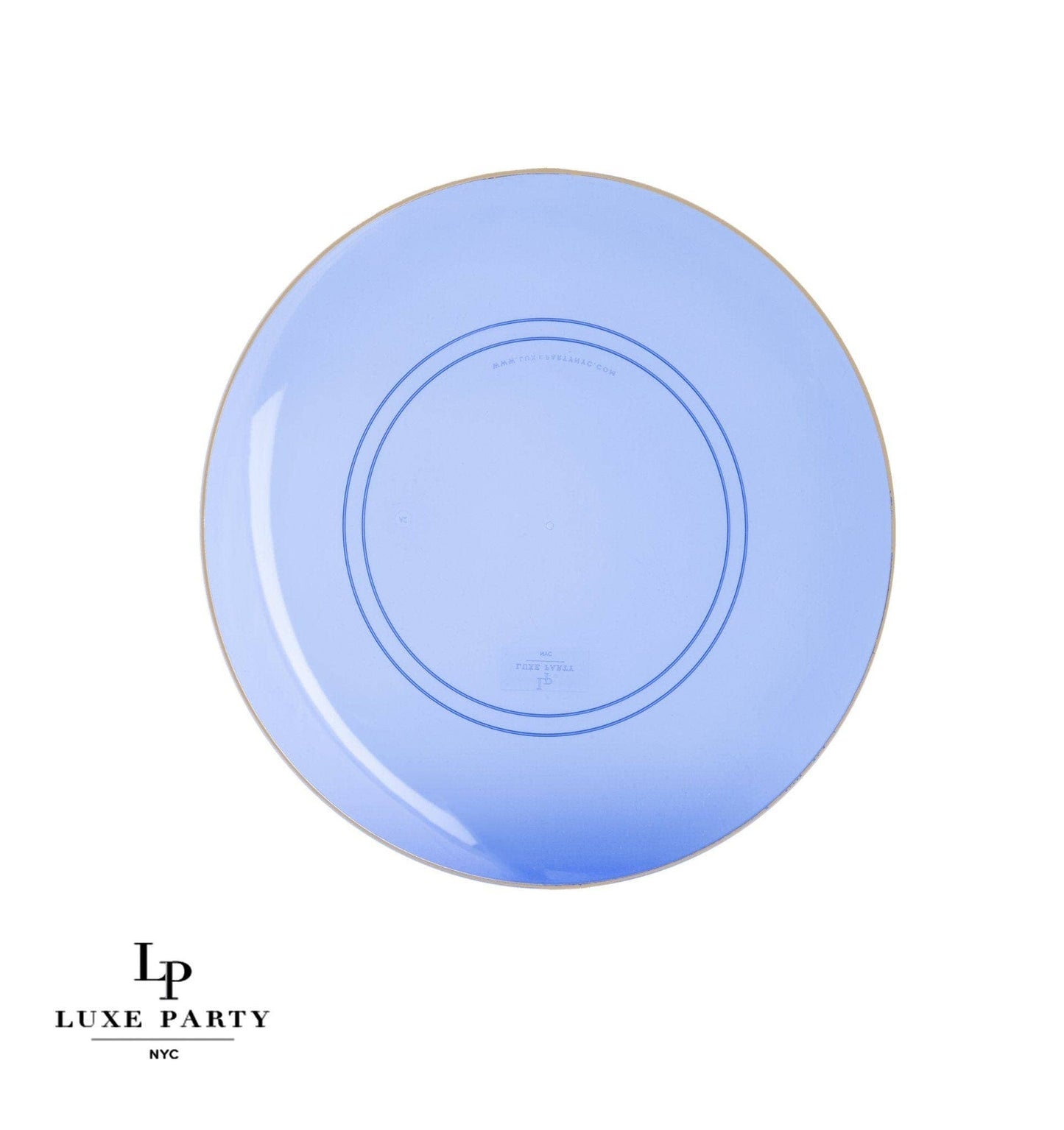 Luxe Party - Round Transparent Bartenura Blue • Gold Plastic Plates | 10: 7.25" Appetizer Plates