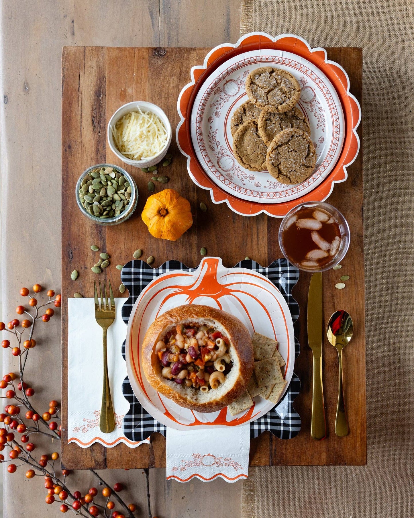 Falloween Pumpkin Round Dessert 8" Paper Plate