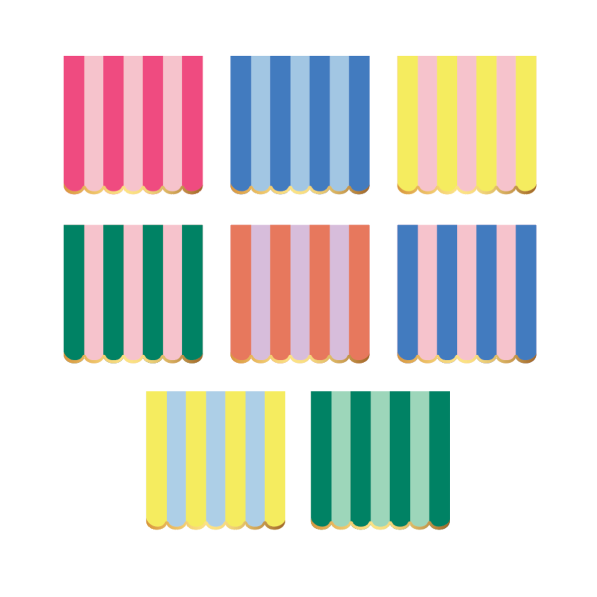 Bonjour Fête - Multicolor Stripe Large Scalloped Napkins (Set of 20)