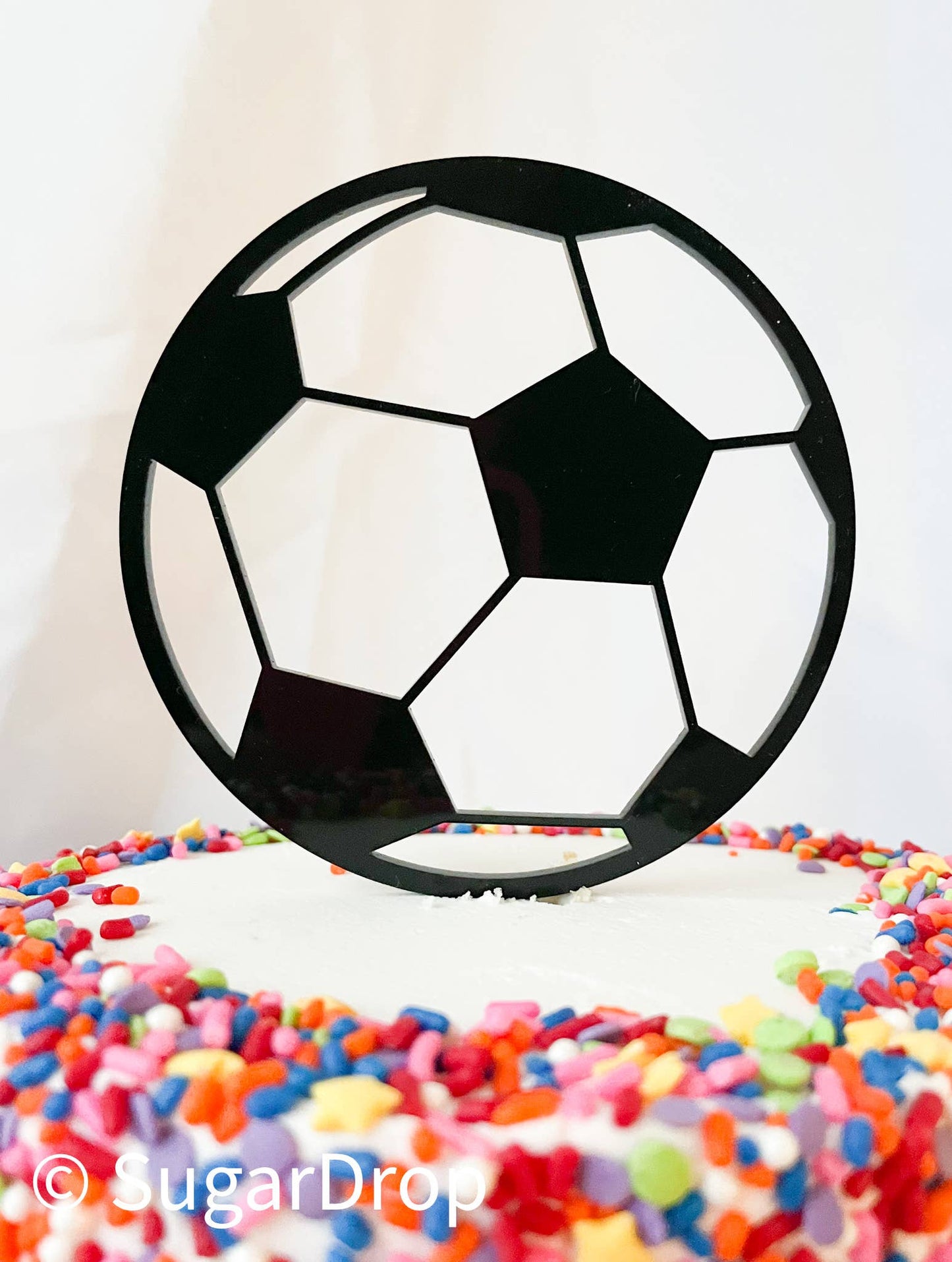 Black Soccer Ball Acrylic Cake Topper