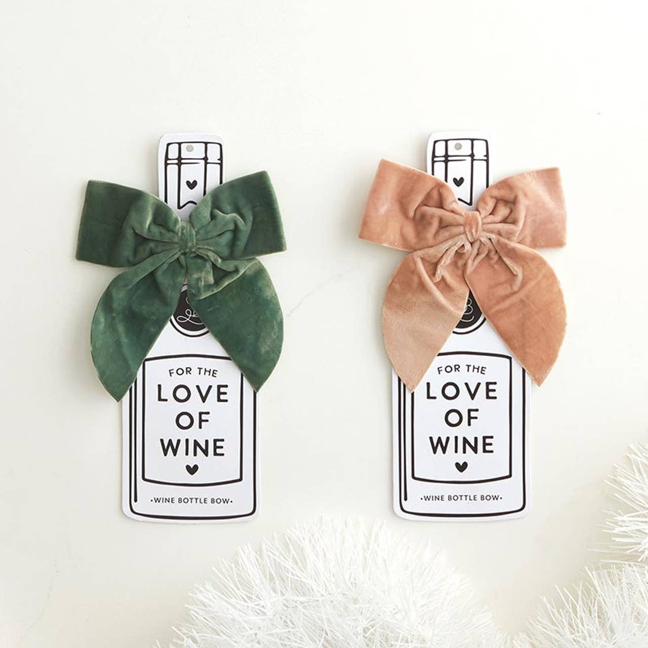 Wine Bottle Bow - Blush: Spot Clean Only / Velvet, Cardboard