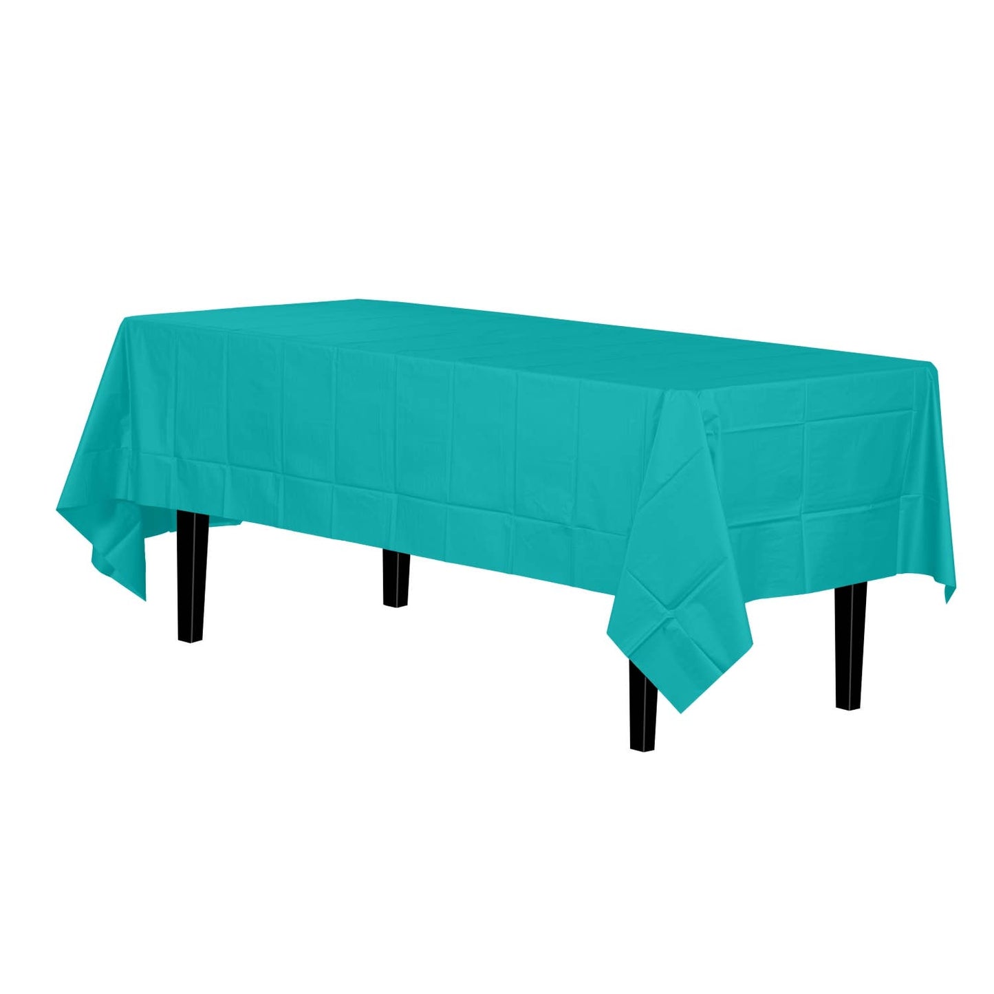 Premium Aqua Disposable Plastic Tablecloth | 54x108In.: Aqua / 54 in. x 108 in.