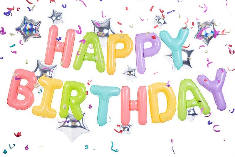 Rainbow Happy Birthday Banner Foil Balloon 155 in.