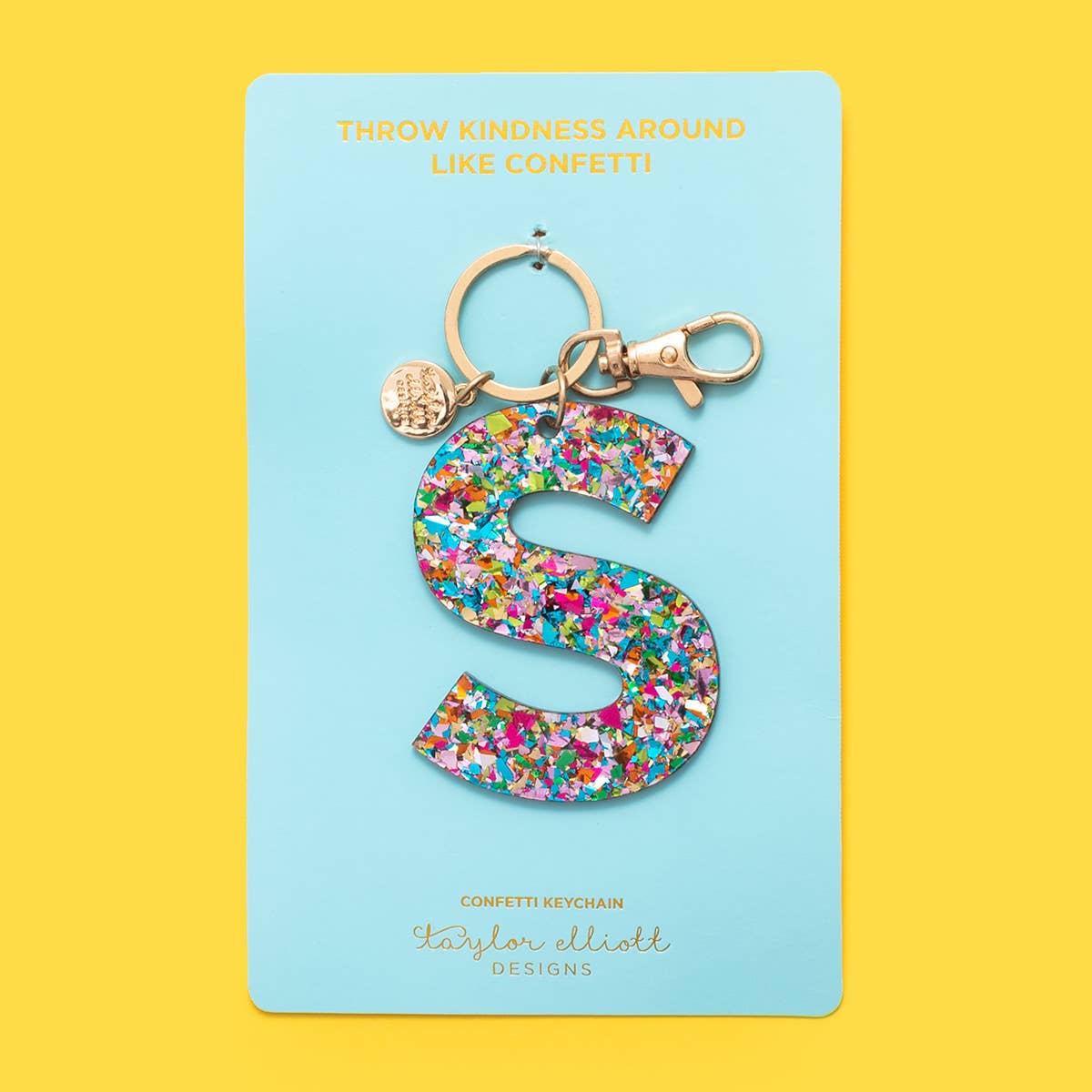 Taylor Elliott Designs - Keychain - Colorful Confetti Letter S