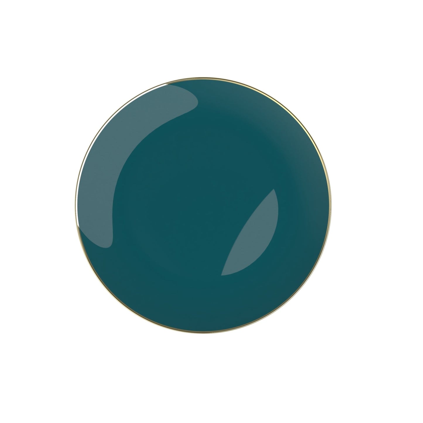 Round Teal • Gold Plastic Plates | 10 Pack: 10.25" Dinner Plates / 10 Plastic Plates