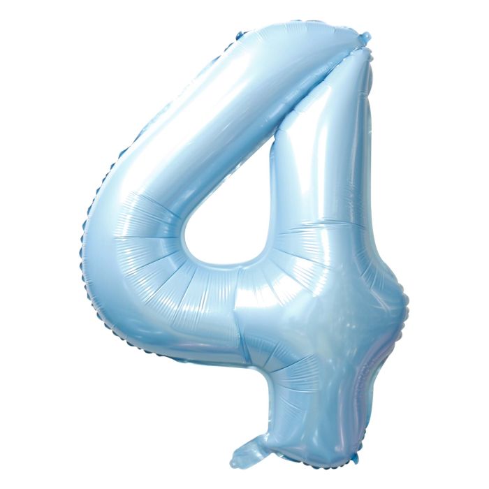 34" Baby Blue Number 4 Mylar Balloon