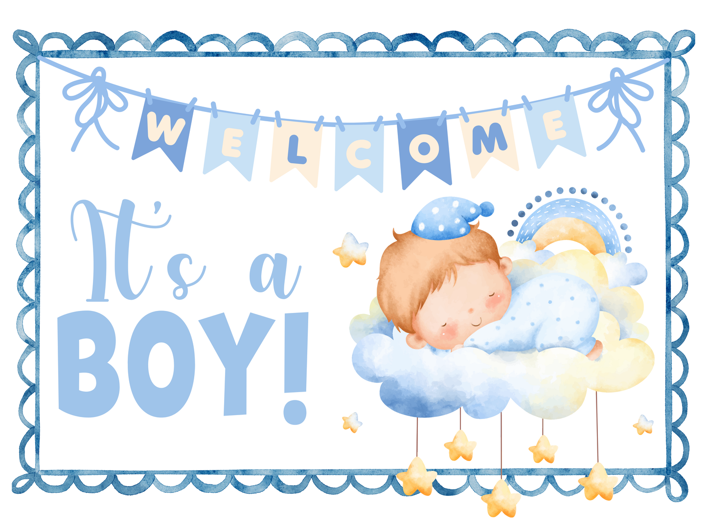 Baby Boy Yard Signs for Outdoors with Metal Stakes: 18" x 24"