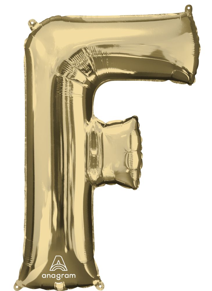 34" Letter F Mylar Balloon - White Gold