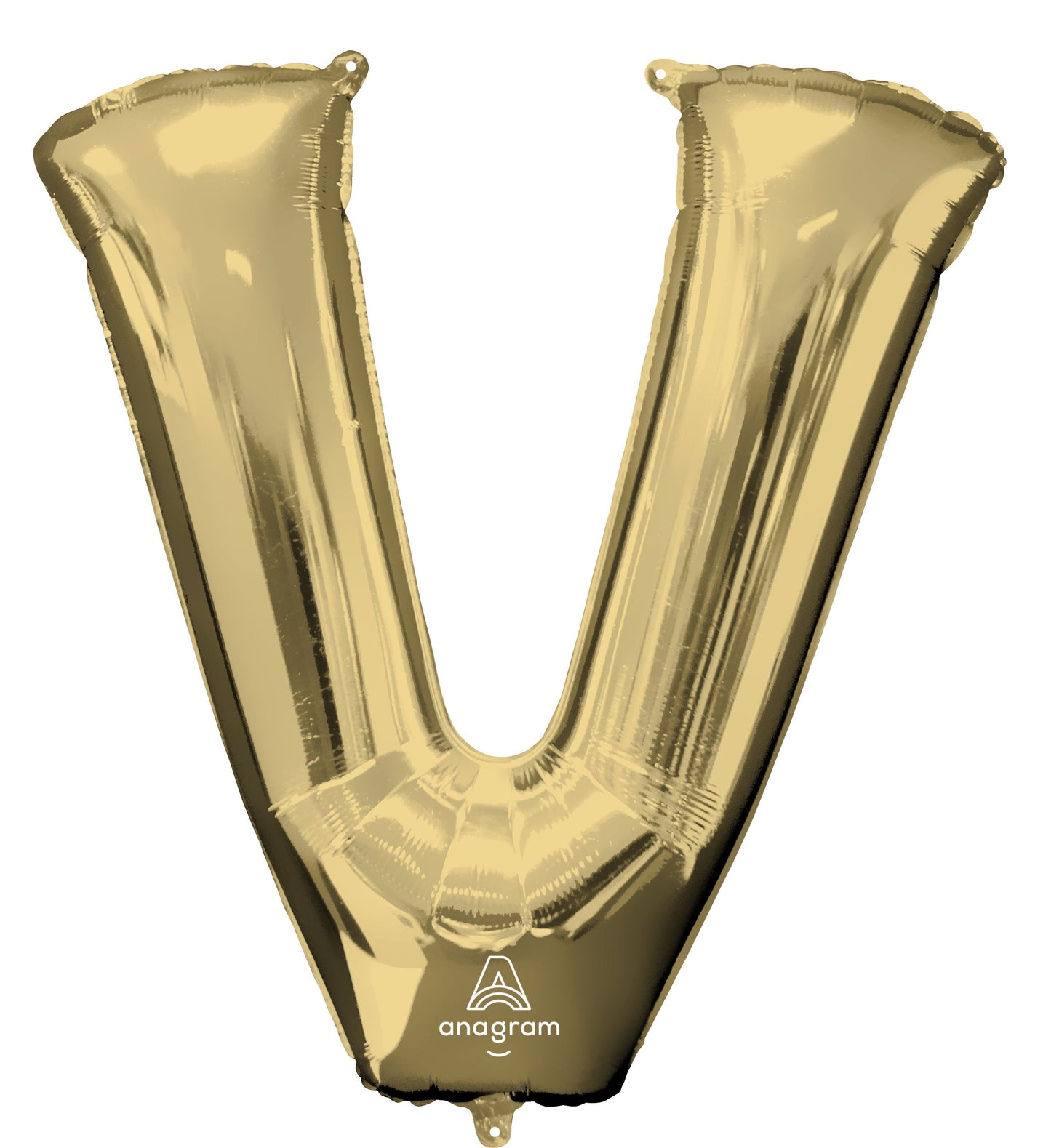34" Letter V Mylar Balloon - White Gold