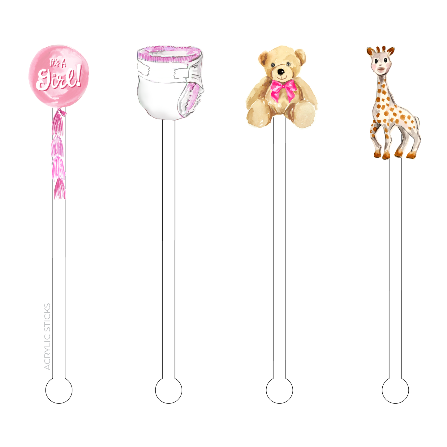 IT'S A GIRL! ACRYLIC STIR STICKS COMBO