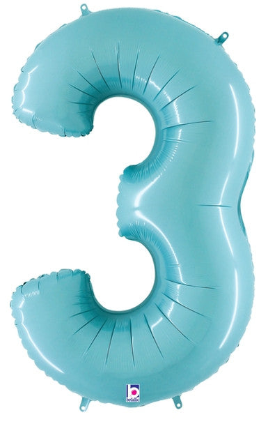 Pastel Blue Foil Number 3 balloon 40"