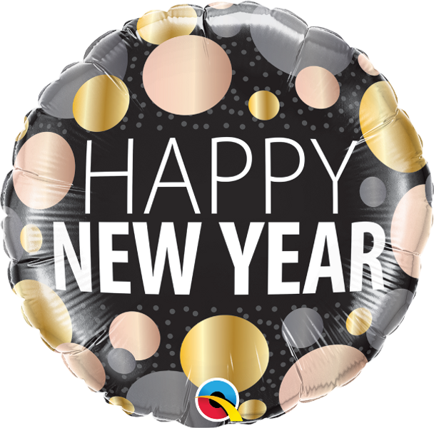 Happy New Year Metallic Dots Foil Balloon
