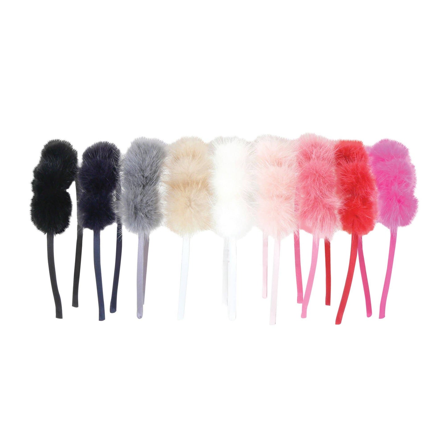 Mink Pom Headband- Hot pink