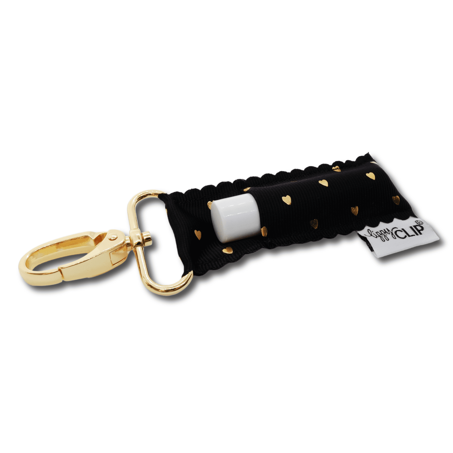 Black Scalloped Edge with Gold Hearts LippyClip®