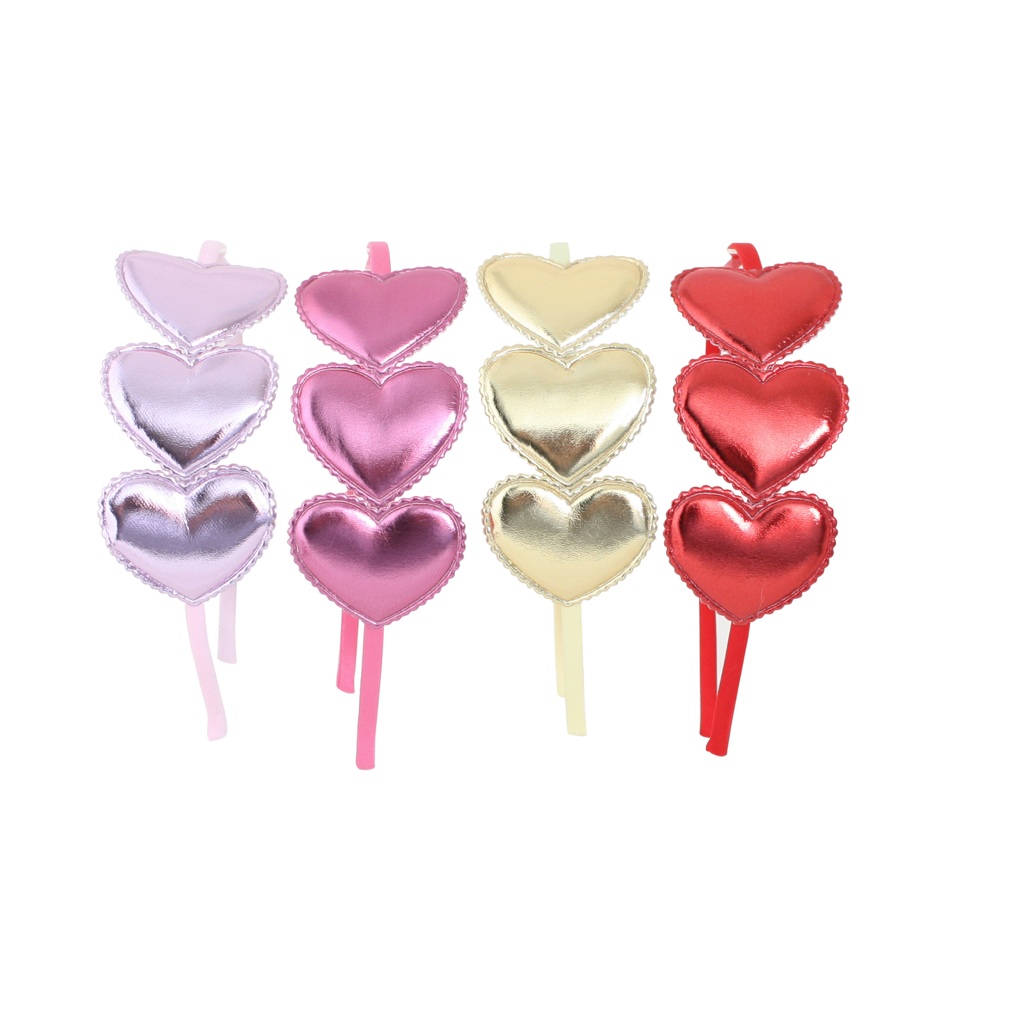 Metallic Heart Headband - RED