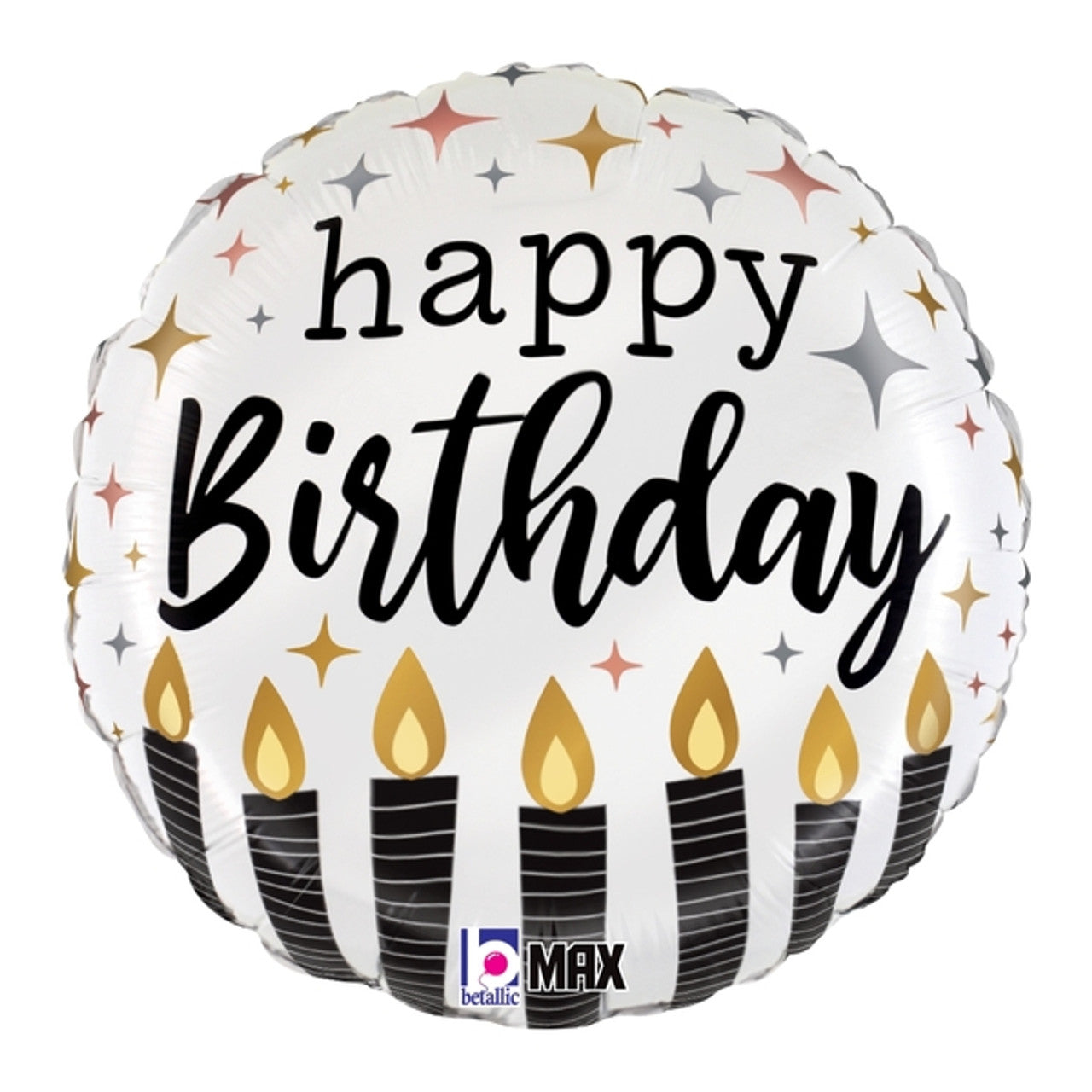 Happy Birthday Satin Metallic Candles Mylar balloon 18"