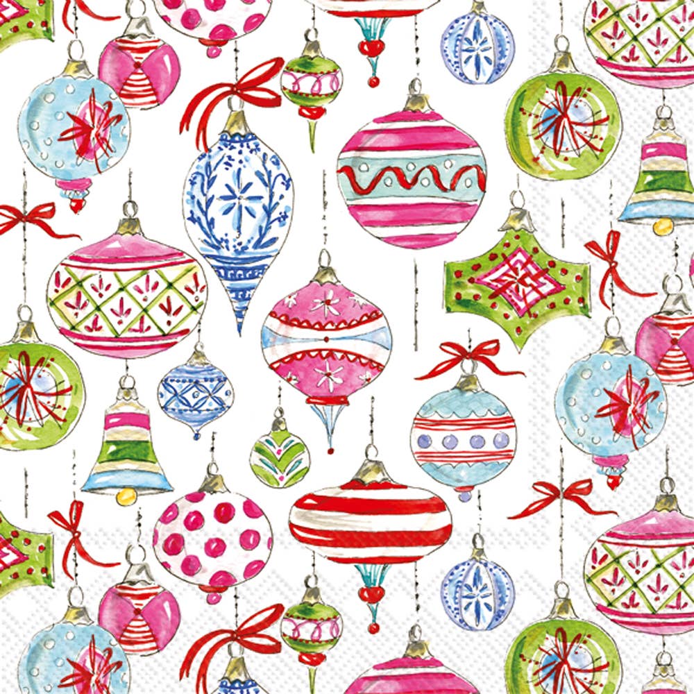 Paper Lunch Napkins 20 ct Merry Vintage Ornaments Christmas