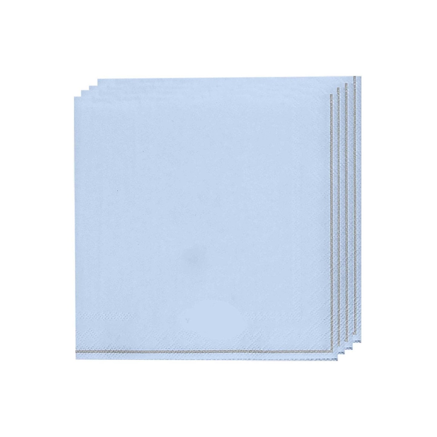 Ice Blue with Silver Stripe Paper Napkins