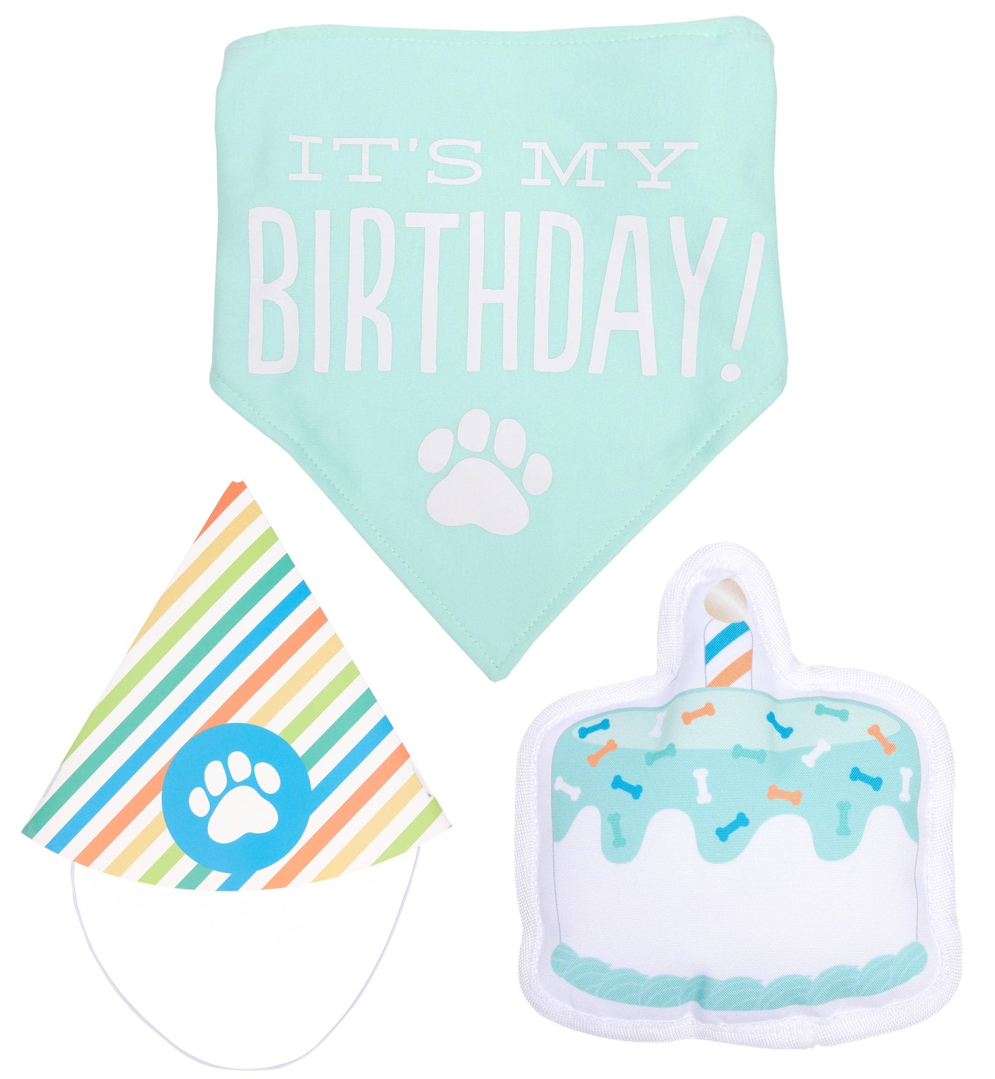 Pet Birthday Pawty Kit - Includes Toy, Hat and Bandana